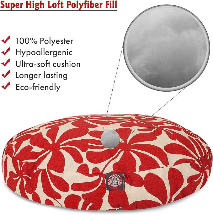 Red Plantation Large Round Indoor Outdoor Pet Dog Bed With Removable Washable Cover By Majestic Pet Products