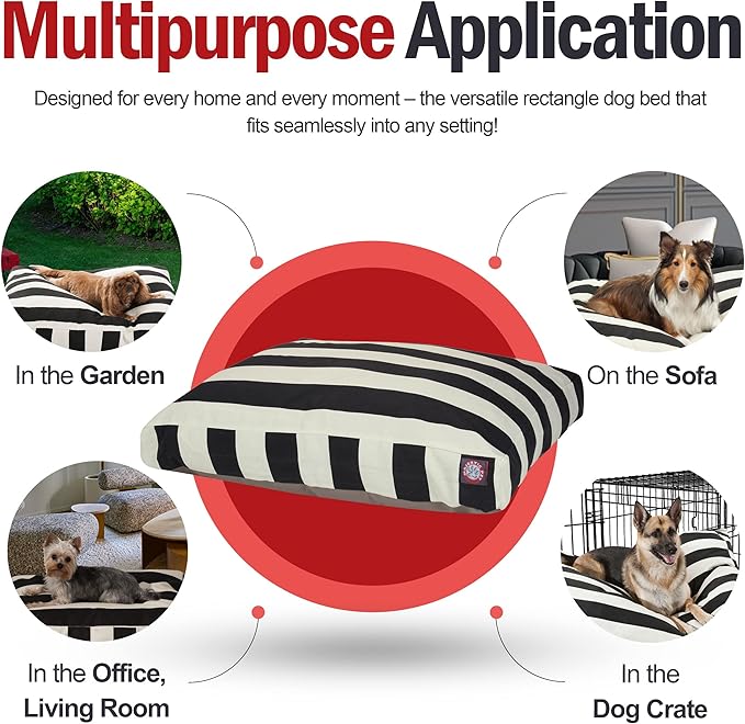 Majestic Pet Rectangle Small Dog Bed Washable – Non Slip Comfy Pet Bed – Dog Crate Bed with Removable Washable Cover – Dog Kennel Bed for Sleeping - Dog Bed Small Breed 27x20x4 Inch – Black