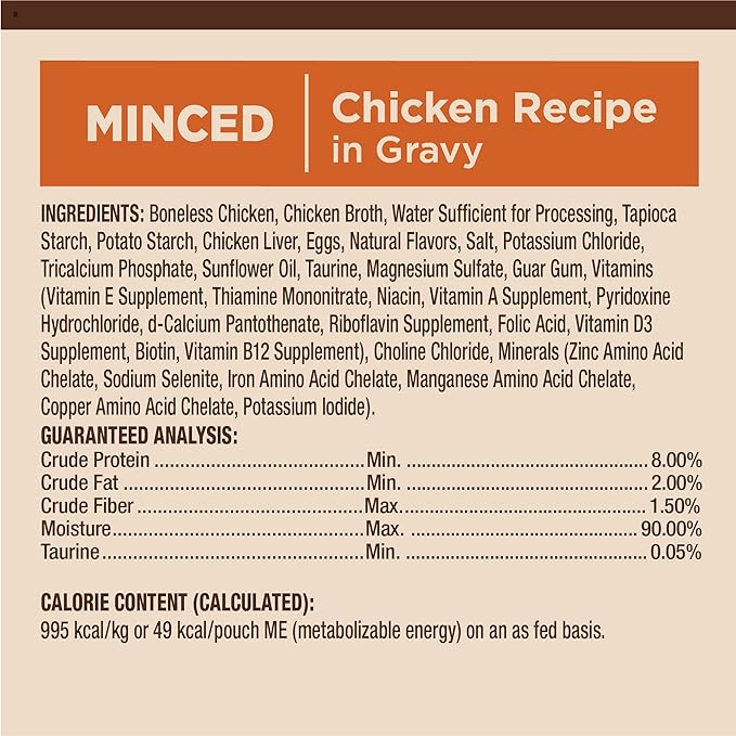 Wellness CORE Tiny Tasters Wet Cat Food, Complete & Balanced Natural Pet Food, Made with Real Meat, 1.75-Ounce Pouch, 12 Pack (Adult Cat, Minced Chicken in Gravy)
