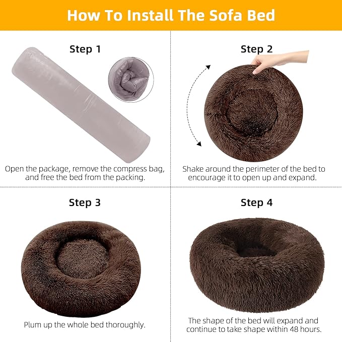 Nisrada Dog Bed for Small Medium Large Dogs, 20 inch Calming Dogs Bed, Washable-Round Cozy Soft Pet Bed for Puppy and Kitten with Slip-Resistant Bottom