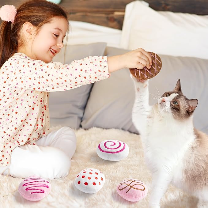 MALLMALL6 Catnip Toys for Cat - 5Pcs Chocolate Truffles Valentine’s Day Catmint Interactive Cat Toy for Indoor Cats, Soft Plush Cat Supplies, Kitten Teething Chew Kick Toy Set, Pet Gifts for Cat Lover