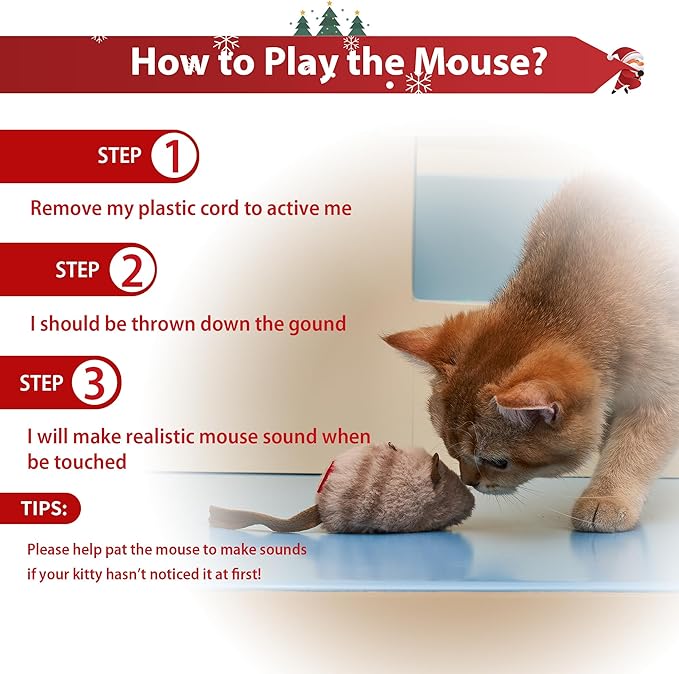 PETGEEK GiGwi Chirping Mouse Cat Toys Realistic Bird Plush Toy- Perfect Melody Chaser Cat Toys for Bored Indoor Adult Cats- Hangable Design Best Gift for Birthday, Thanksgiving, Christmas, New Year