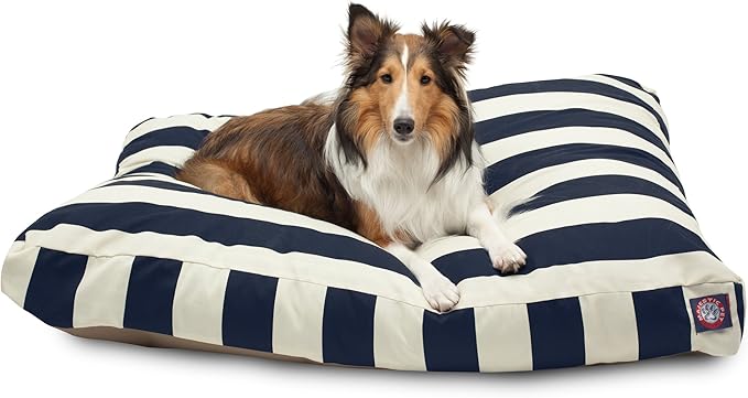 Majestic Pet Rectangle Large Dog Bed Washable – Non Slip Comfy Pet Bed – Dog Crate Bed with Removable Washable Cover – Dog Kennel Bed for Sleeping - Dog Bed Large Breed 44x36x5 Inch – Navy Blue