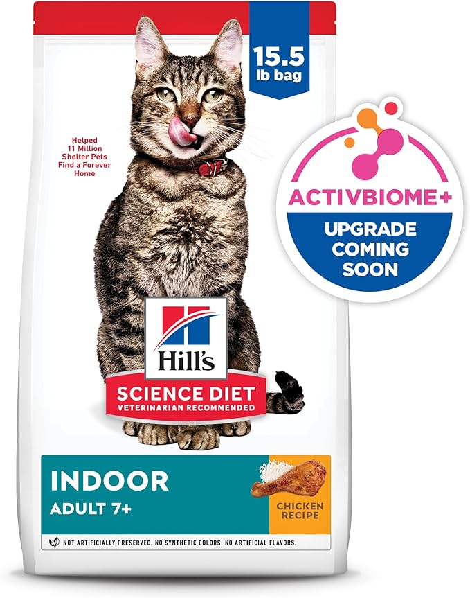 Hill's Science Diet Indoor, Senior Adult 7+, Easy Litter Box Cleanup, Dry Cat Food, Chicken Recipe, 15.5 lb Bag