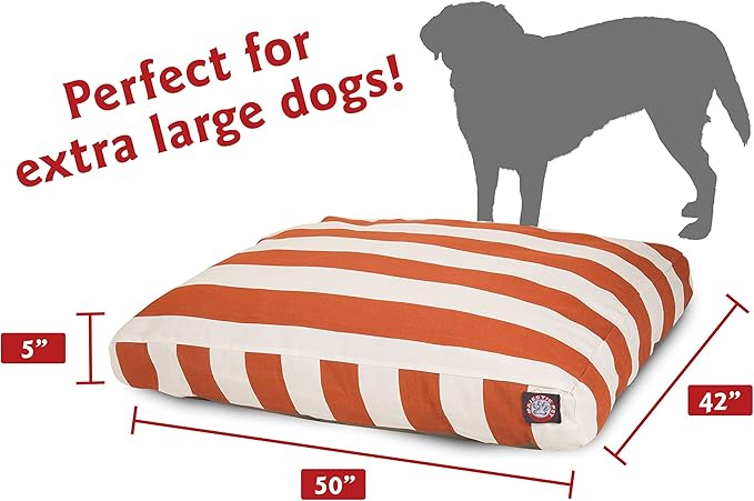 Majestic Pet Rectangle Large Dog Bed Washable – Non Slip Comfy Pet Bed – Dog Crate Bed with Removable Washable Cover – Dog Kennel Bed for Sleeping - Dog Bed X-Large Breed 50x42x5 Inch – Burnt Orange