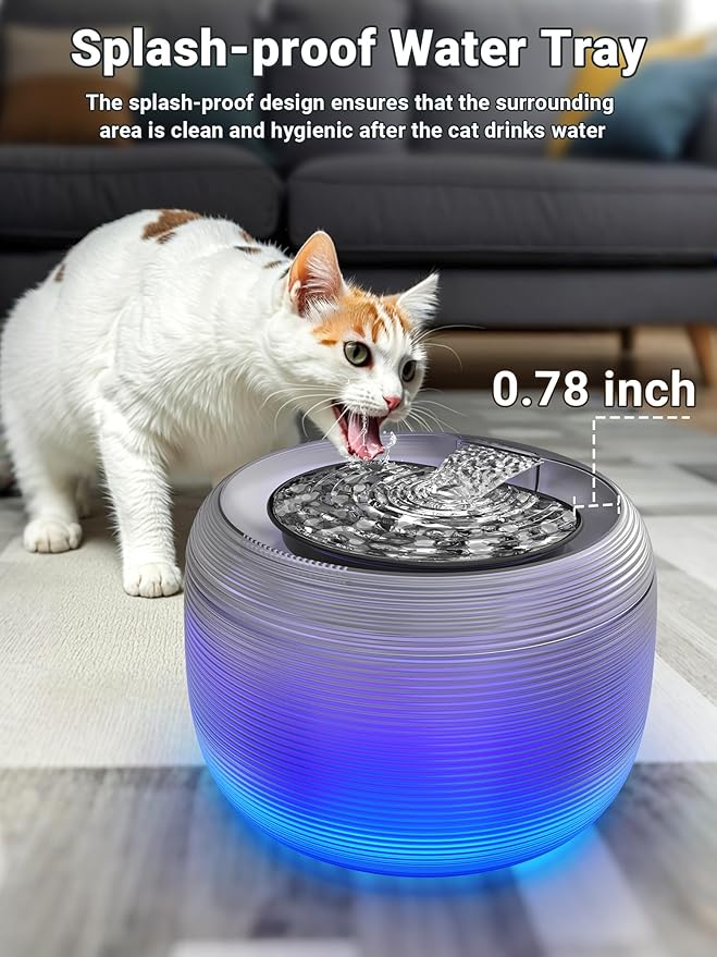 Kastty Quiet Cat Water Fountain, 3.5L/118oz Large Capacity Pet Water Fountain for Cats Fountain Indoor with Water Level LED Light, Easy Cleaning Cat Fountains for Drinking Automatic Dog Water Fountain