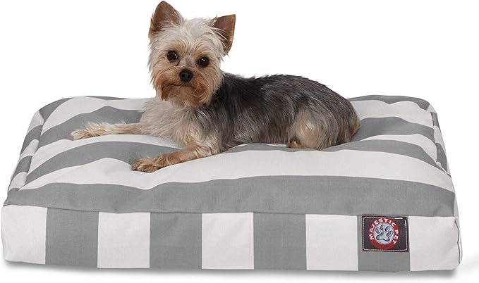 Majestic Pet Rectangle Small Dog Bed Washable – Non Slip Comfy Pet Bed – Dog Crate Bed with Removable Washable Cover – Dog Kennel Bed for Sleeping - Dog Bed Small Breed 27x20x4 Inch – Gray