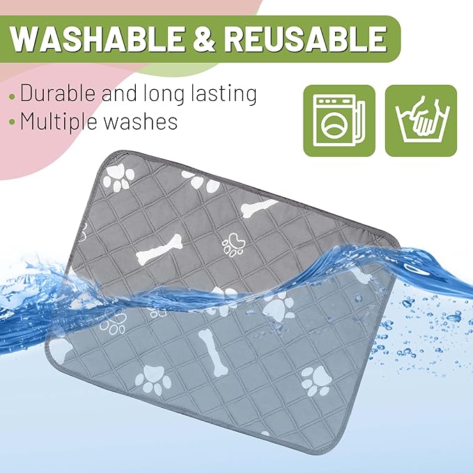 PatiencET Washable Pee Pads for Dogs, 18'' x 24" Reusable Puppy Pads with Super Absorbent for Pet Training, Housebreaking and Incontinence, 2 Pack Puppy Potty Pads with Waterproof Bottom