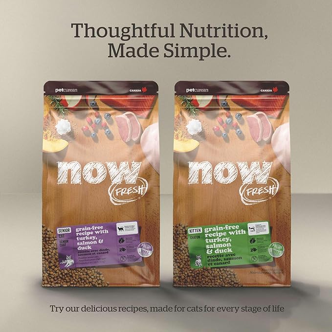 Now Fresh Grain-Free, Dry Cat Food, Turkey, Salmon and Duck Kibble, Real Meat and Fish Adult Recipe, 16 lb Bag
