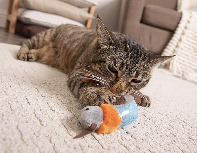 Petlinks Flutter Singer Electronic Sound Cat Toy, Battery Powered - Gray/Blue, One Size