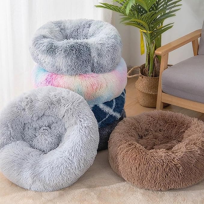 Nisrada Dog Bed for Large Dogs, 56 inch Calming Dogs Bed, Washable-Round Cozy Soft Pet Bed for Large Dogs with Slip-Resistant Bottom