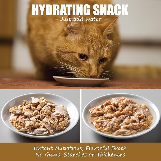 Whole Life Pet Freeze Dried Cat Food - Human-Grade Wet Cat Food Toppers, Natural Broth for Cats, Instantly Hydrating Cat Snacks, Lickable Cat Treats, Just Add Water - Shredded Tuna, 3 Oz