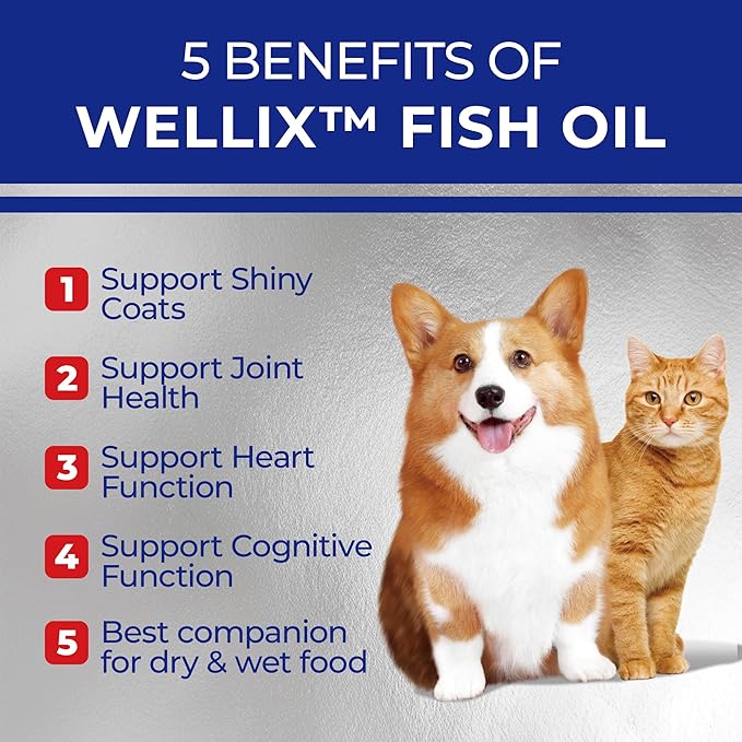 Omega 3 Fish Oil for Dogs, Better Than Salmon Oil for Dogs, Dog Fish Oil Supplement, Pet Skin and Coat Supplement, Promotes Heart, Joint & Immune Health, EPA & DHA