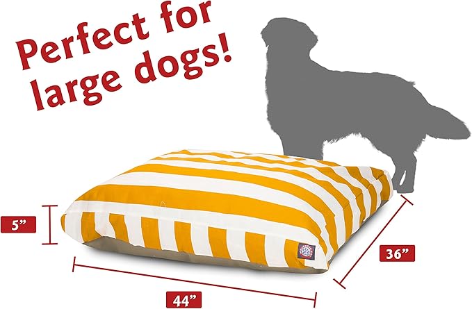 Majestic Pet Rectangle Large Dog Bed Washable – Non Slip Comfy Pet Bed – Dog Crate Bed with Removable Washable Cover – Dog Kennel Bed for Sleeping - Dog Bed Large Breed 44x36x5 Inch – Yellow