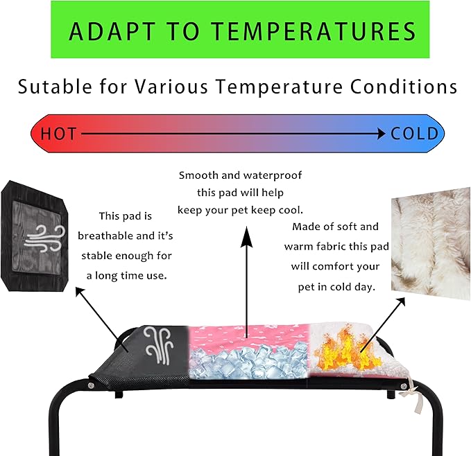 Elevated Dog Bed with Metal Frame, Raised Dog Bed with Waterproof Mesh, Dog Cot with No-Slip Rubber Feet, Portable Pet Bed. (M, Black)