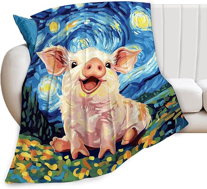 Pig Funny Gifts for Girls Boys Kids - Soft Warm Fleece Plush Blankets for Bed Sofa Couch - 40"x50"