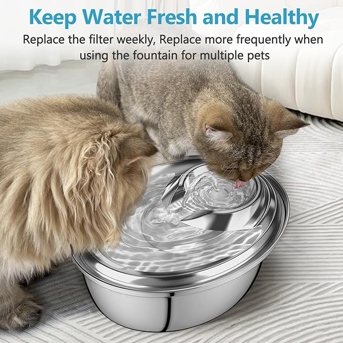 ORSDA Cat Water Fountain Filter, 6 Pack Replacement Filters for 67oz/2L Automatic Pet Fountain Cat Water Fountain Dog Water Dispenser, 3 Triple Filtration System