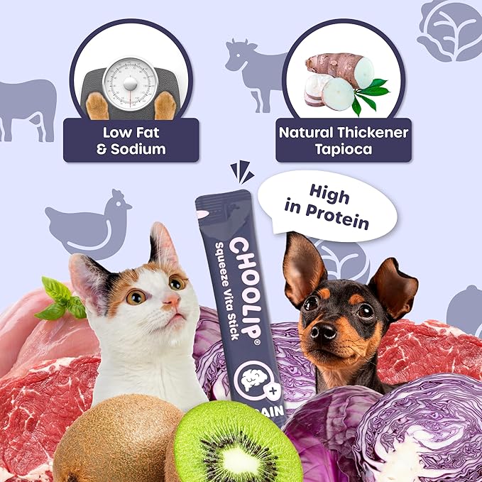 Squeeze Vita Stick Lickable Treats for Dogs & Cats. 49 Brain Support Sticks with Essential multivitamins. Soft and Tasty Paste for All Life Stages, Supporting Brain Health