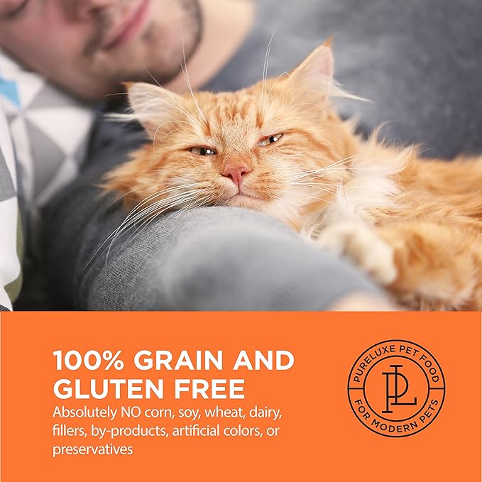 PURELUXE Grain and Gluten Free Cat Food, Long Hair Elite Nutrition, Chicken and Salmon, for Cats and Kittens with Longhair at All Life Stages and Breeds, Made in The USA, 11lbs