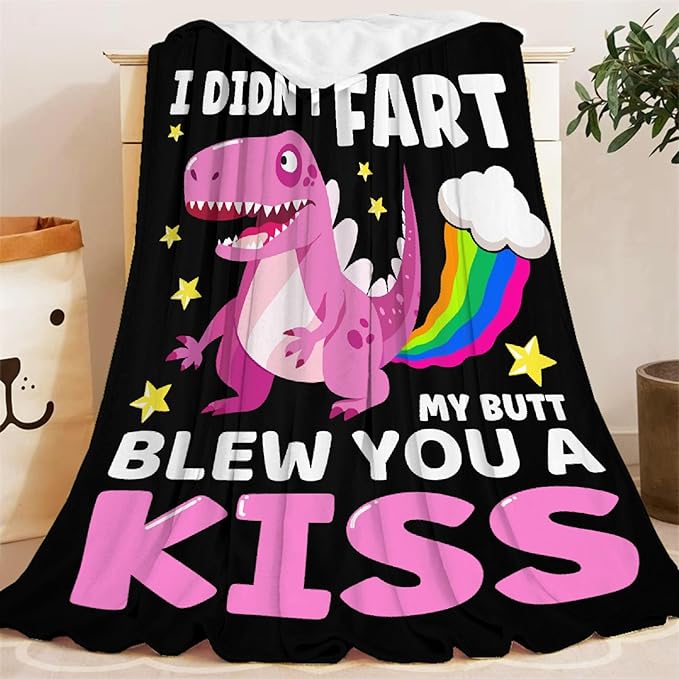 Funny Dinosaur Blanket Gift for Girls Boys- 60x80 Inches Soft Flannel Dino Throws Blankets Funny Gift for Teen Women Men Adult Cute Dinosaur Lover Gifts for Bed Sofa Couch-Twin Size