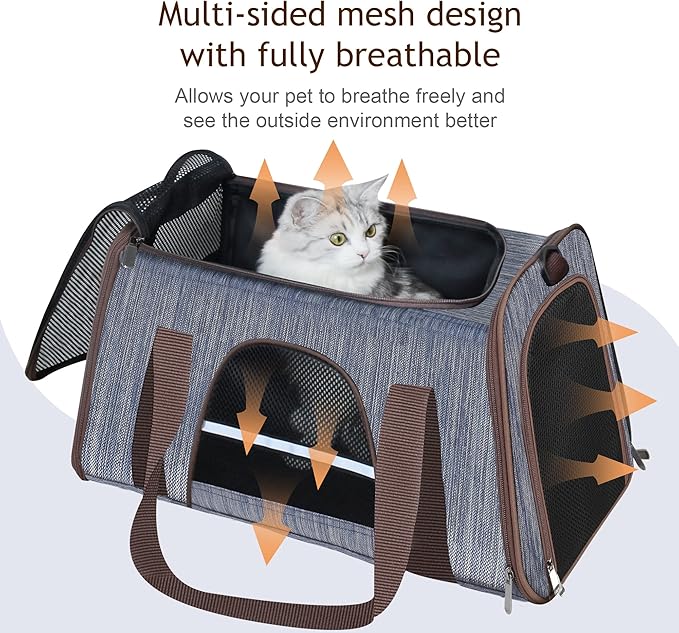 HiCaptain Soft Cat Carrier with Top Mesh Window - Pet Carrier Breathable for Medium Cats and Small Dogs Puppies up to 15 lb (Blue)