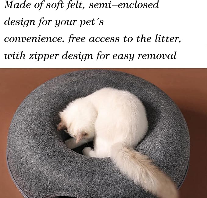 Cat Cave for Indoor Cats, Cat Donut Cat Tunnel Bed, Scratch Resistant Cat Toys for Medium Large Cats up to 30 lbs (Pink, Large)