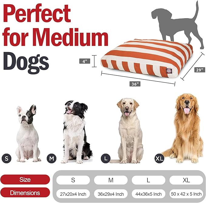 Majestic Pet Rectangle Medium Dog Bed Washable – Non Slip Comfy Pet Bed – Dog Crate Bed with Removable Washable Cover – Dog Kennel Bed for Sleeping - Dog Bed Medium Breed 36x29x4 Inch – Burnt Orange