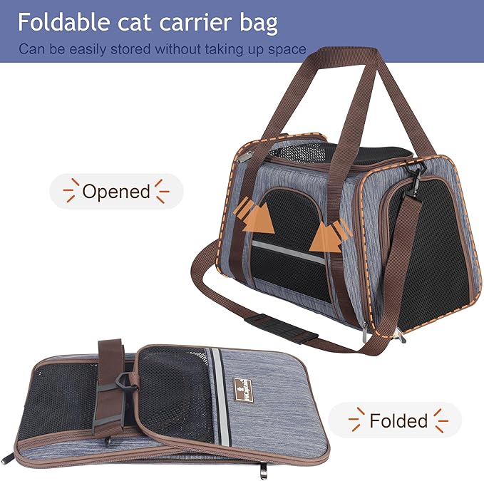 HiCaptain Soft Cat Carrier with Top Mesh Window - Pet Carrier Breathable for Medium Cats and Small Dogs Puppies up to 15 lb (Blue)