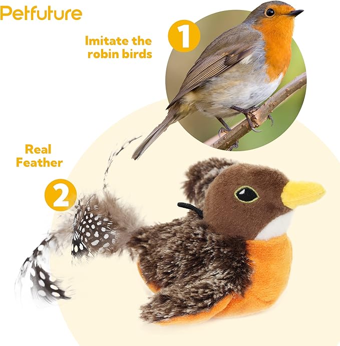 Cat Toys for Bored Indoor Cats, Cat Bat Wings with Catnip Cats, USB Rechargeable Motion Activated Kitten Toys, Interactive Flapping and Chirping Bird Cat Toy