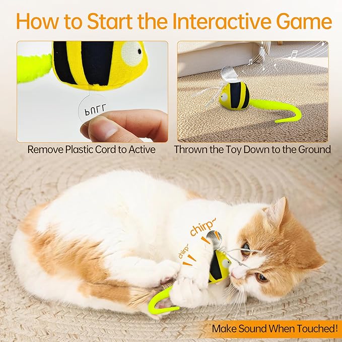 Chirping Cat Toys Hanging Cat Feather Toy - Catnip Interactive Cat Toys for Indoor Cats - Automatic Cat Toy for Cat Exercise & Kicker to Self Play (Emerald Pangpang)