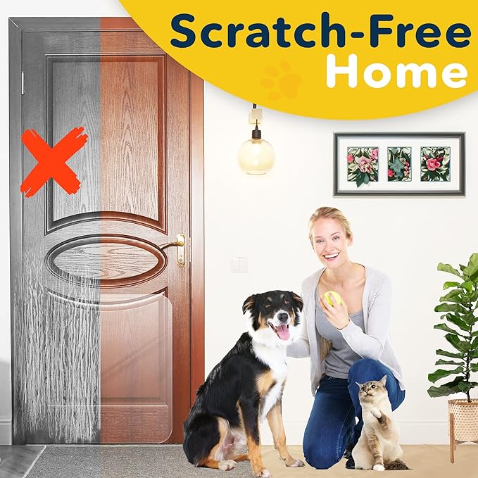 PROTECTO® Cat & Dog Scratch Door Protector for Indoors & Outdoors - 35.5" x 24 Transparent Door Protector from Dog Scratching, Smooth Deterrent Surface - Easy Installation with Sticky Pads