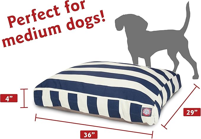 Majestic Pet Rectangle Medium Dog Bed Washable – Non Slip Comfy Pet Bed – Dog Crate Bed with Removable Washable Cover – Dog Kennel Bed for Sleeping - Dog Bed Medium Breed 36x29x4 Inch – Navy Blue