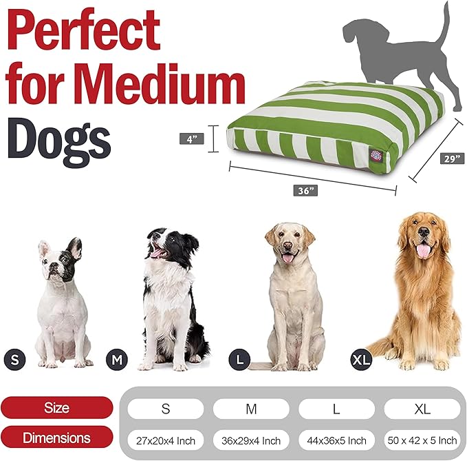 Majestic Pet Rectangle Medium Dog Bed Washable – Non Slip Comfy Pet Bed – Dog Crate Bed with Removable Washable Cover – Dog Kennel Bed for Sleeping - Dog Bed Medium Breed 36x29x4 Inch – Sage Green