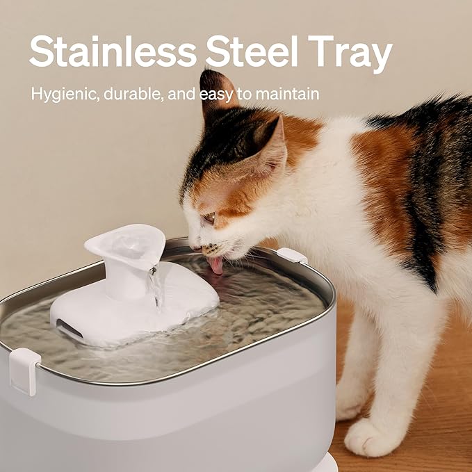 PETLIBRO Cat Water Fountain with Wireless Pump, 2.5L/84oz Pet Water Fountain for Cats Indoor Stainless Steel, Cat Water Dispenser with Two Flow Modes, Cat Fountain for Drinking Easy Clean, BPA-Free