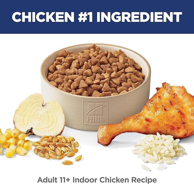 Hill's Science Diet Indoor, Senior Adult 11+, Easy Litter Box Cleanup, Dry Cat Food, Chicken Recipe, 7 lb Bag