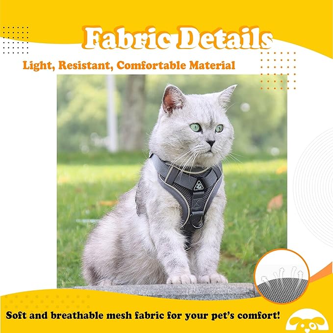PetnBeyond Kitten Harness and Leash Set - Secure, Comfortable Control with Breathable Mesh Jacket - Adjustable Vest for Safe Walks with Reflective Strips - Kitty Escape Proof Kit (Small, Pink)
