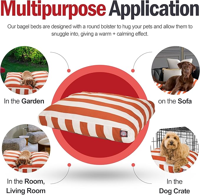 Majestic Pet Rectangle Medium Dog Bed Washable – Non Slip Comfy Pet Bed – Dog Crate Bed with Removable Washable Cover – Dog Kennel Bed for Sleeping - Dog Bed Medium Breed 36x29x4 Inch – Burnt Orange