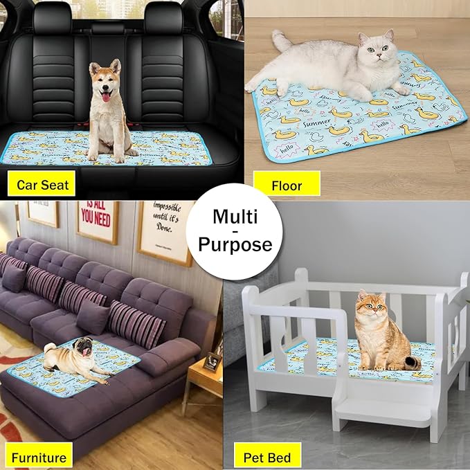 Dog Ice Pad Ice Silk Cats Kennel Mat Pet Cooling Pad Summer Cool Bamboo Mat Breathable Pad (Duck, L)