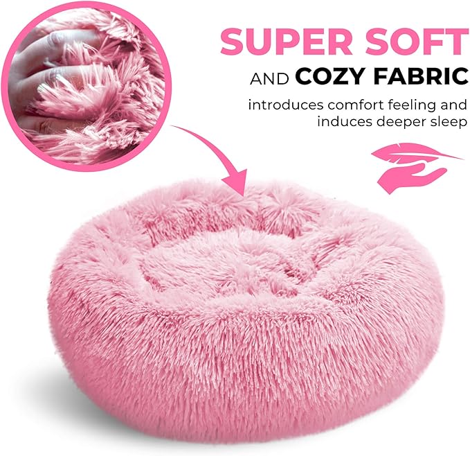 Whiskers & Friends Cat Bed, Cat Beds for Indoor Cats Washable, Small Dog Bed Calming Pet Bed, Cat Beds & Furniture, Large Cat Bed, Kitty Kitten Bed