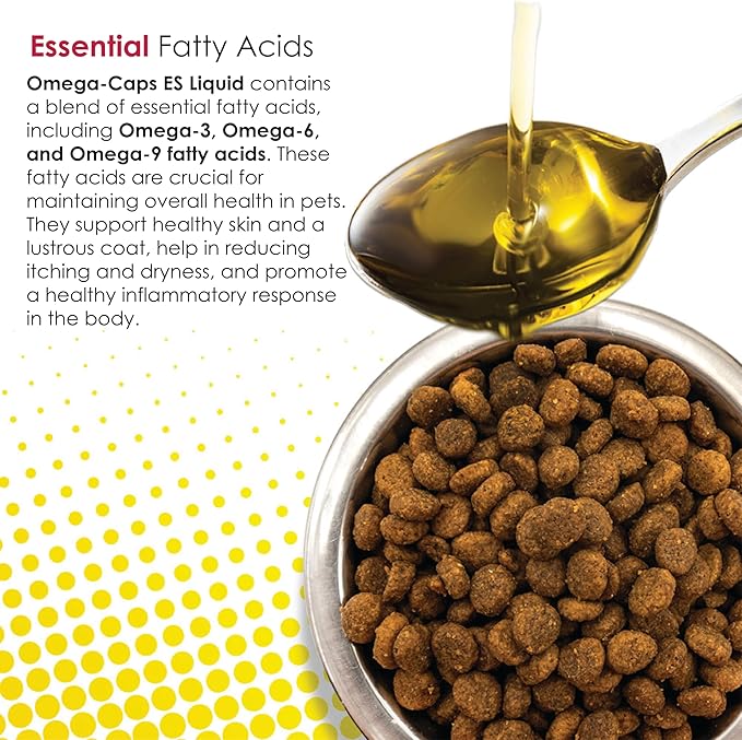 Omega-Caps ES Liquid for Dogs and Cats, Concentrated EPA and DHA, Omega-3 Liquid Supplement, Fatty Acids, Antioxidants, Vitamins Minerals, Supports Healthy Joints, Skin & Coat, 24-oz