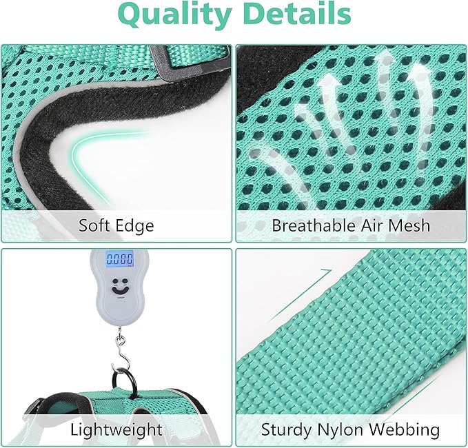 Dooradar Cat Harness and Leash Set, Escape Proof Safe Adjustable Kitten Vest Harnesses for Walking, Easy Control Soft Breathable Mesh Jacket with Reflective Strips for Cats, Green, XXS