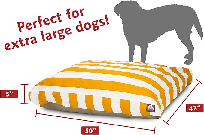 Majestic Pet Stripes Rectangle Large Dog Bed Washable – Non Slip Comfy Pet Bed – Dog Crate Bed with Removable Washable Cover – Dog Kennel Bed for Sleeping, Polyester Fiber, X-Large, Yellow