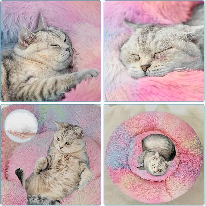 Nisrada Dog Bed for Small Medium Large Dogs, 27 inch Calming Dogs Bed, Washable-Round Cozy Soft Pet Bed for Puppy and Kitten with Slip-Resistant Bottom