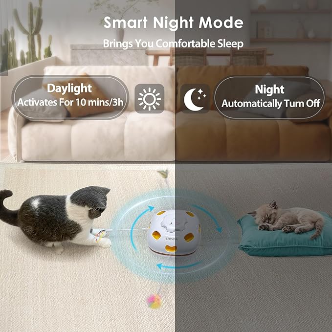 ORSDA Cat Toys, 4 in 1 Interactive Cat Toy Automatic Cat Toys for Indoor Cats Kitten Toys for Indoor Kittens, 8 Holes Mice Whack-A-Mole, Hide and Seek Smart Motion with 5PCS DIY Replacement Refills