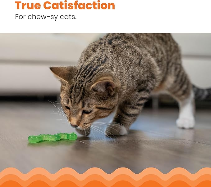 Catstages Orkakat Wiggle Worm Dental Catnip Cat Chew Toy, Assorted Color