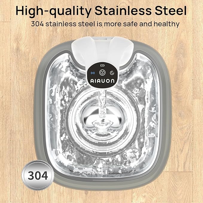 Cat Water Fountain 118oz/3.5L Battery Operated Cat Water Fountain Wireless Pet Water Fountain for Cats Inside, Automatic Cat Waterer Fountain for Cats Dogs Multiple Pets (Light Gray)
