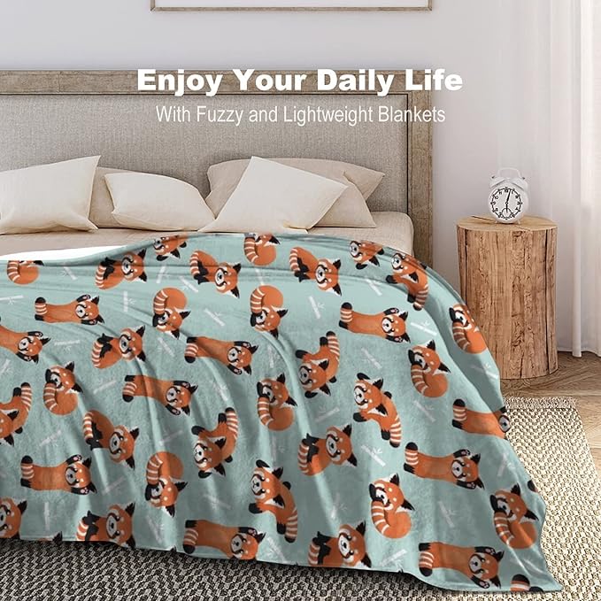 Red Panda Blanket Warm Cozy Red Panda Bamboo Flannel Throw Blanket for Travel Living Room Home Kids Adults 80"X60"