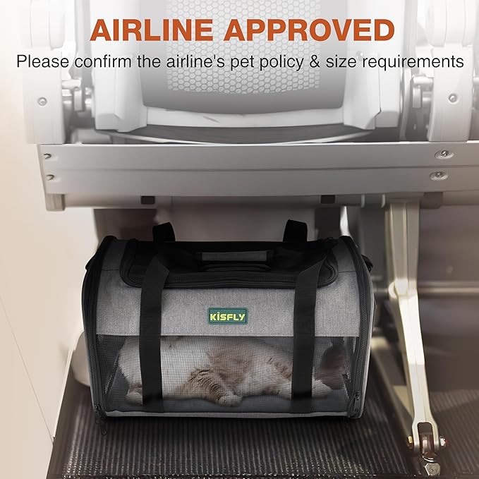 TSA Approved Pet Carrier for Small Cats Dogs 17x11x9.5 Inches, Pet Travel Carrier for Small Dogs Up to 16 Lbs, Soft-Sided Cat Bag Animal Carriers Travel Puppy Carry As a Toy of Fabric Pet Home, Gray