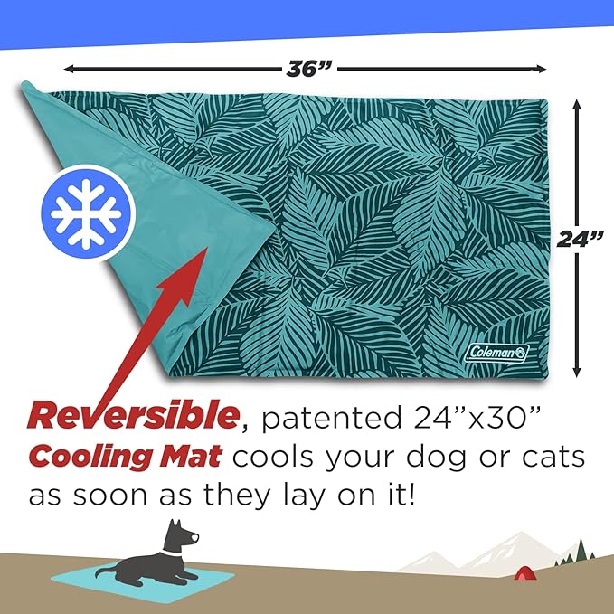 Coleman Reversible Cooling Pet Mat, Extra Large, 24" x 36", Navy and Teal