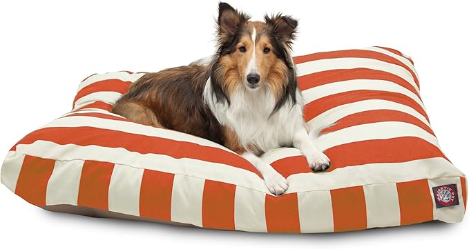 Majestic Pet Rectangle Large Dog Bed Washable – Non Slip Comfy Pet Bed – Dog Crate Bed with Removable Washable Cover – Dog Kennel Bed for Sleeping - Dog Bed Large Breed 44x36x5 Inch – Burnt Orange